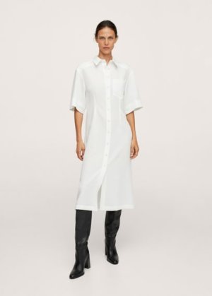 Midi shirt dress off white - Woman - 4 - MANGO