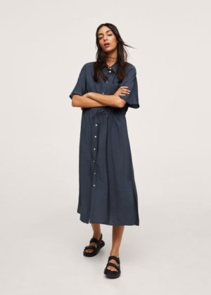 Modal shirt dress dark navy - Woman - 6 - MANGO