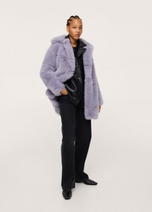 Oversize faux-fur coat light/pastel purple - Woman - S - MANGO