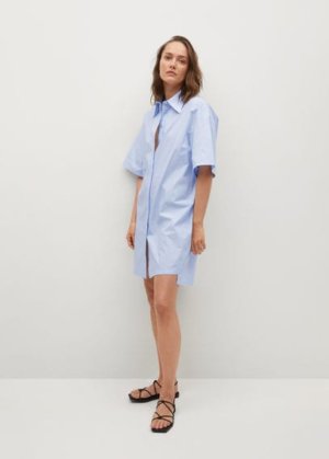 Oversize shirt dress sky blue - Woman - 12 - MANGO