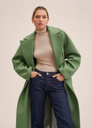 Oversize wool coat mint green - Woman - XL - MANGO