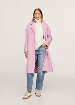 Oversize wool coat pale pink - Woman - L - MANGO