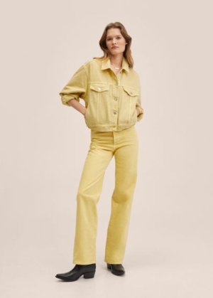 Oversized denim jacket mustard - Woman - XS - MANGO