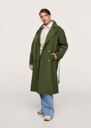 Plus size - Classic trench coat green - 1XL - MANGO