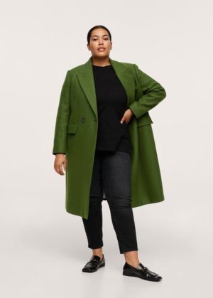 Plus size - Double-breasted wool coat green - 4XL - MANGO