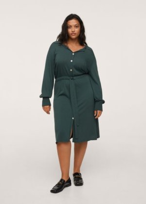 Plus size - Drawstring waist dress green - 24 - MANGO