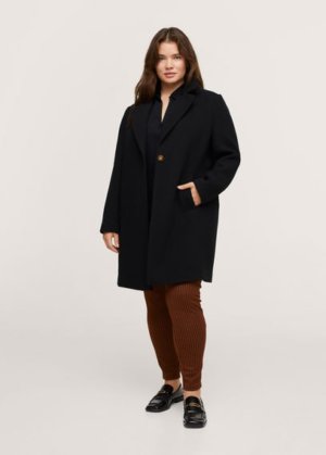 Plus size - Lapels wool coat black - 3XL - MANGO