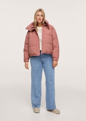 Plus size - Quilted buttoned coat pastel pink - 1XL - MANGO