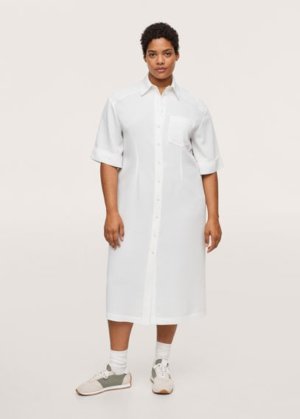 Plus size - Shirt textured dress off white - 26 - MANGO