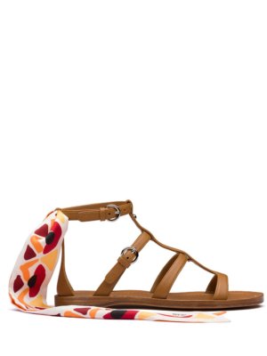 Prada ankle scarf flat sandals - Brown