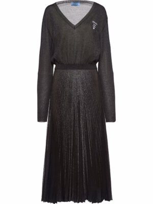 Prada lurex knitted midi dress - Black