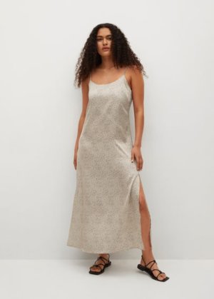 Printed camisole dress ecru - Woman - 14 - MANGO