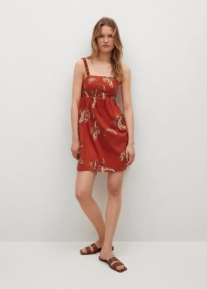 Printed cotton dress red - Woman - 10 - MANGO