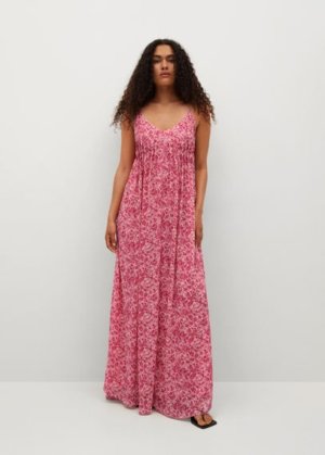 Printed maxi dress pink - Woman - 14 - MANGO