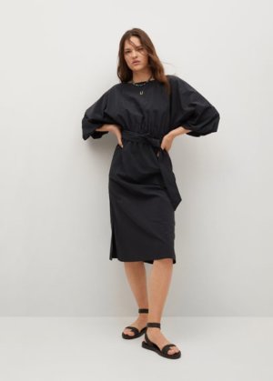 Puffed sleeves dress black - Woman - 12 - MANGO