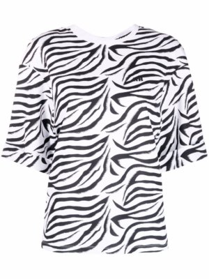 ROTATE zebra-print drop-shoulder T-shirt - White