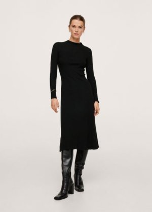 Ribbed knit dress black - Woman - 6 - MANGO