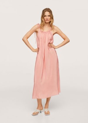 Ruched straps dress pink - Woman - 4 - MANGO