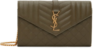 Saint Laurent Khaki Monogram Wallet Shoulder Bag