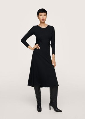 Side slit dress black - Woman - 6 - MANGO