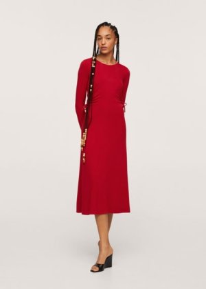 Side slit dress red - Woman - 10 - MANGO