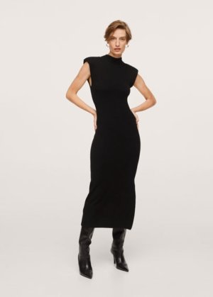 Side slit knit dress black - Woman - 16 - MANGO