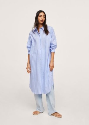 Striped shirt dress blue - Woman - 8 - MANGO