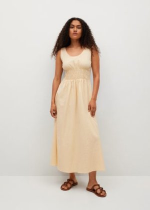 Textured cotton dress vanilla - Woman - 14 - MANGO
