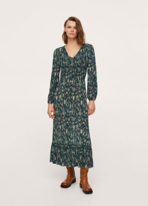 Textured printed dress green - Woman - 4 - MANGO