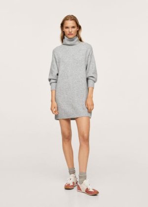 Turtle neck knit dress grey - Woman - 12 - MANGO