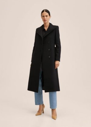 Woollen coat with belt black - Woman - 2XL - MANGO