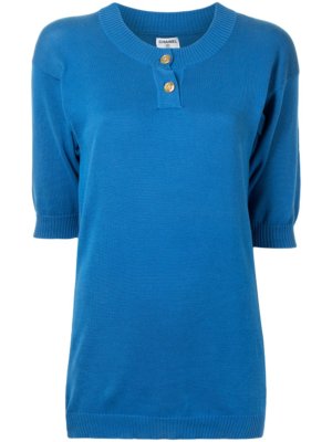 Chanel Pre-Owned 1990s knitted short-sleeved top - Blue