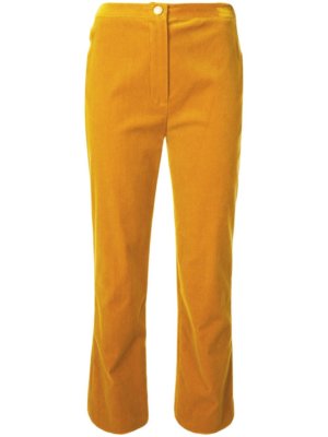 Chanel Pre-Owned 1990s velvet cropped straight-leg trousers - Yellow