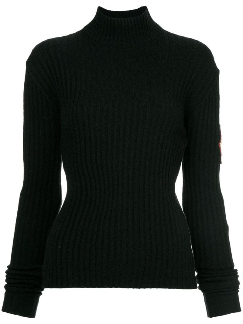Chanel Pre-Owned 1996 patch-sleeve cashmere top - Black