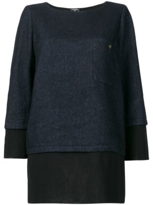 Chanel Pre-Owned layered straight blouse - Blue