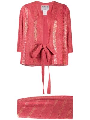 Chanel Pre-Owned woven two-piece skirt suit - Pink