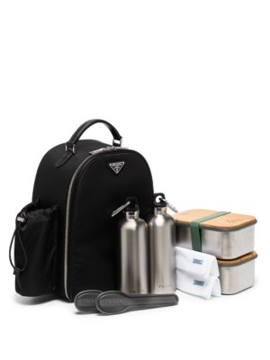 Prada picnic backpack with utensils - Black