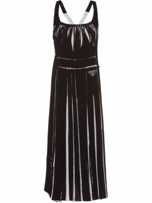 Prada sleeveless printed sablé dress - Black