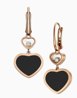 valentines gift ideas for her CHOPARD | Happy Hearts 18ct Rose Gold Natural Black Onyx Diamond Earrings | £2,800.00