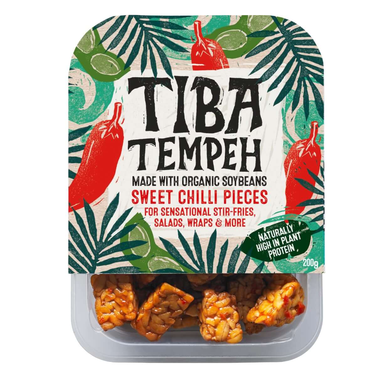 Tiba TeTiba Tempeh Sweet Chilli Pieces 200g £3.49mpeh Sweet Chilli Pieces 200g £3.49