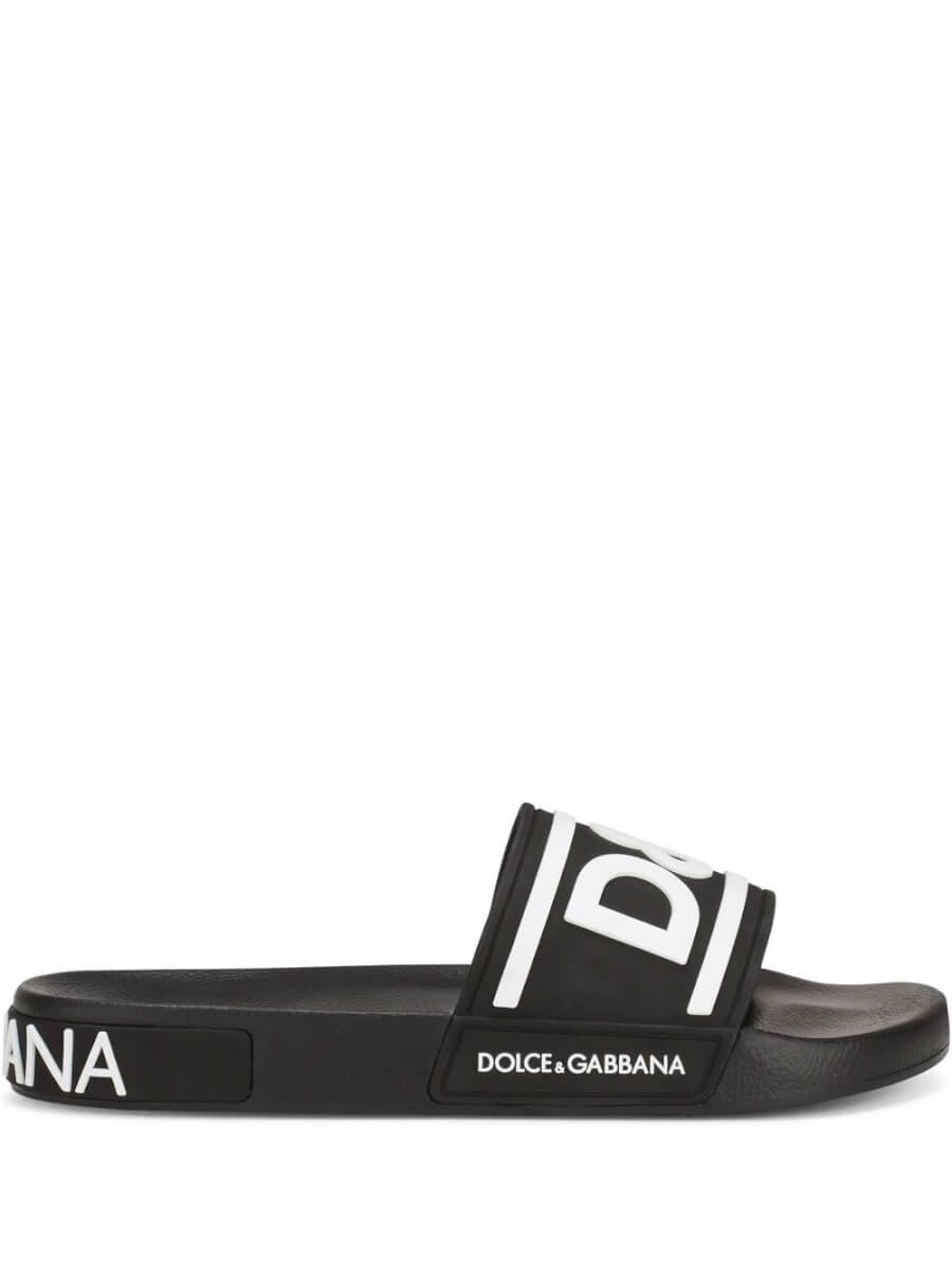 menswear Dolce & Gabbana logo-strap slides