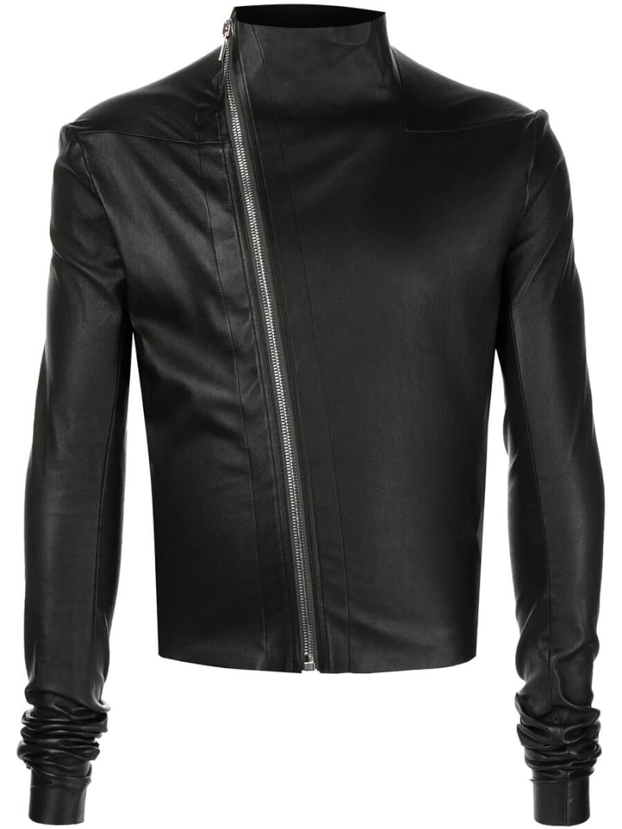 menswear Rick Owens Gary asymmetric leather jacket