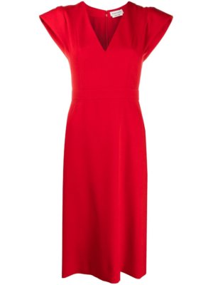 Alexander McQueen V-neck fitted dress - Red