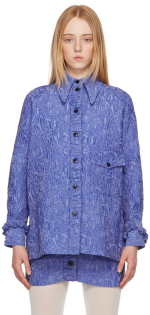 GANNI Blue 3D Jacquard Shirt