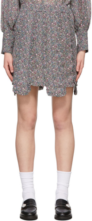 GANNI Multicolor Floral Crêpe Mini Skirt