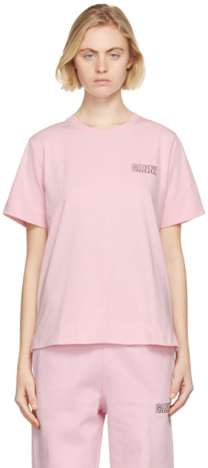 GANNI Pink Thin Software Jersey T-Shirt