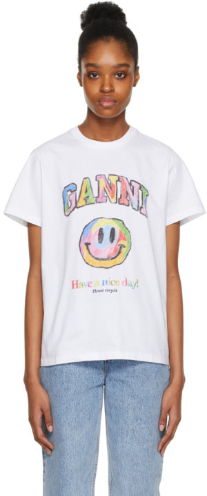 GANNI SSENSE Exclusive White Logo T-Shirt