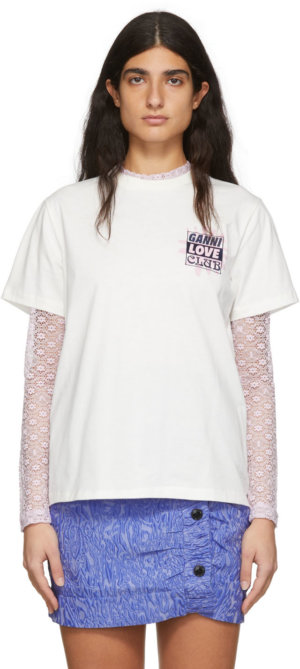 GANNI White Love Club T-Shirt