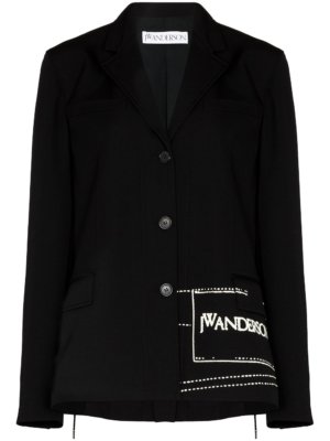 JW Anderson logo-print oversized blazer - Black