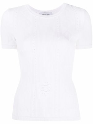 Marine Serre Crescent Moon pattern knitted top - White